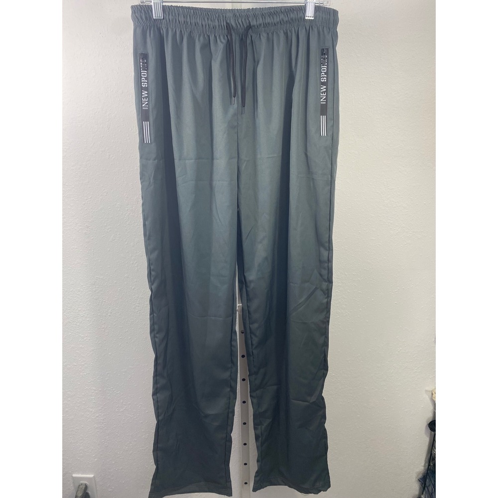 New Sport Mens Track Pants Gray Elastic Waist Drawstring Joggers Size 2XL